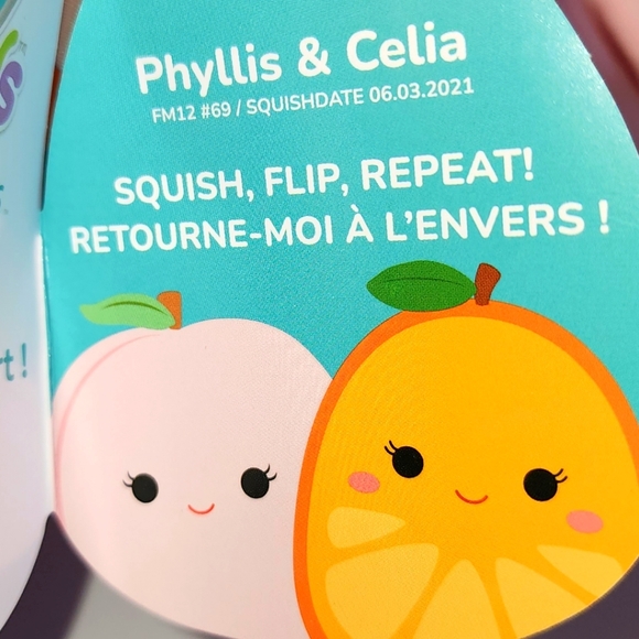 Phyllis 🔄 Celia 🍑 🍊 Large Flip A Mallow Original Squishmallow Kelly Toy - Picture 6 of 9